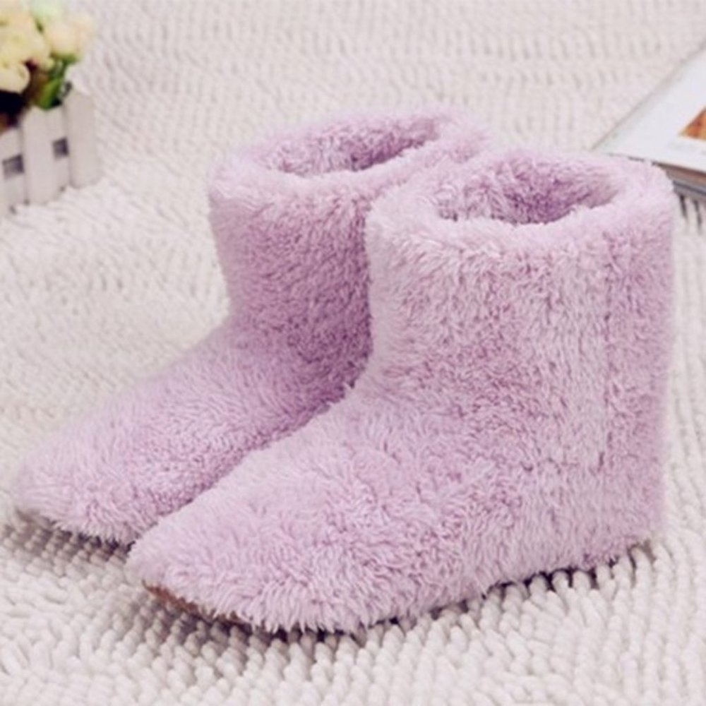 Adults ONE SIZE FITS Heated Slippers Pink Usb Warmer Foot Shoes Plush Warm - Picture 2 of 3